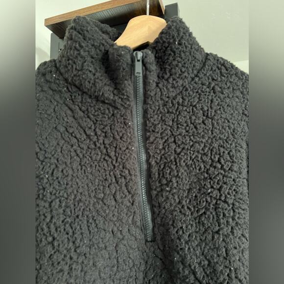 EXPRESS One Eleven Sherpa Fleece Quarter Zip Sweatshirt Varsity Stripe Womens M - Picture 3 of 9